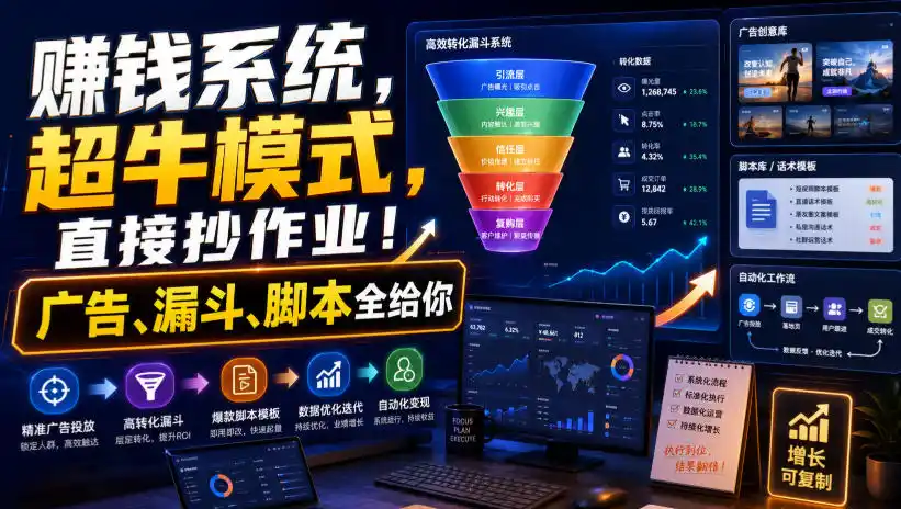 賺钱系统,超牛模式,直接抄作业!广告、漏斗、脚本全给你【原创双语字幕】-云网创