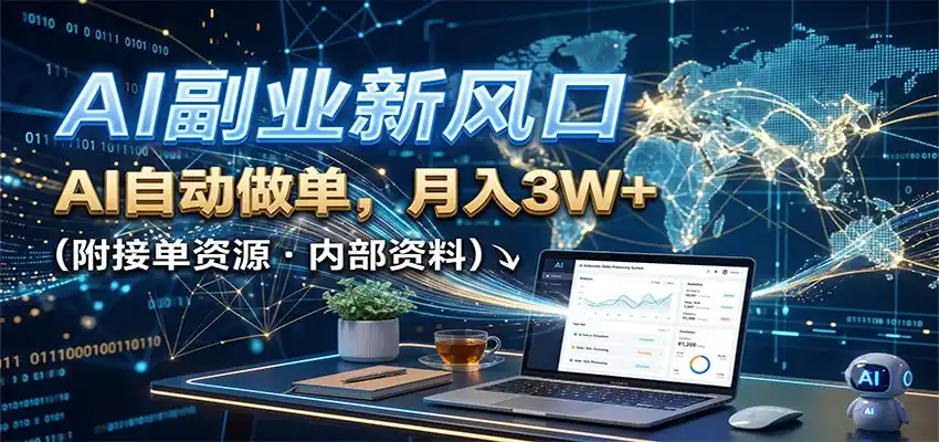 AI副业新风口,AI自动做单,月入3W+,附接单资源-云网创