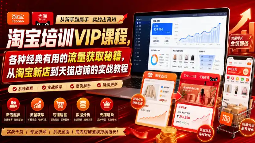 淘宝培训VIP课程，各种经典有用的流量获取秘籍，从淘宝新店到天猫店铺的实战教程(更新08月12日)-网创学院