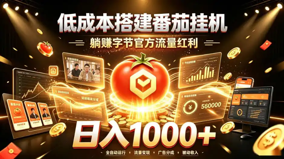 低成本搭建番茄挂G，躺賺字节官方流量红利，日入1k+，全程傻瓜式落地【揭秘】-云网创