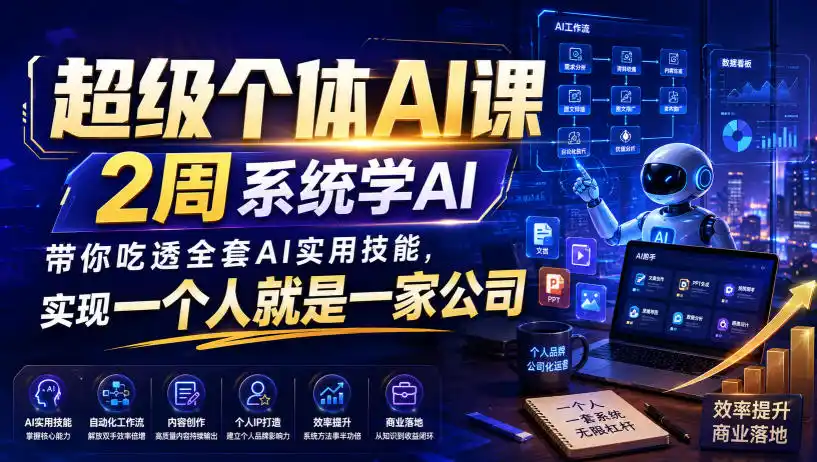 超级个体AI课，2周系统学AI，带你吃透全套AI实用技能，实现一个人就是一家公司-云网创