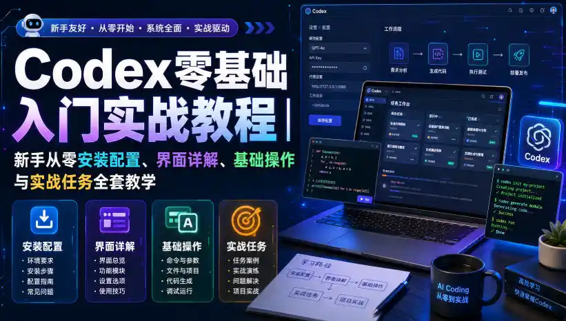 Codex零基础入门实战教程｜新手从零安装配置、界面详解、基础操作与实战任务全套教学-网创学院