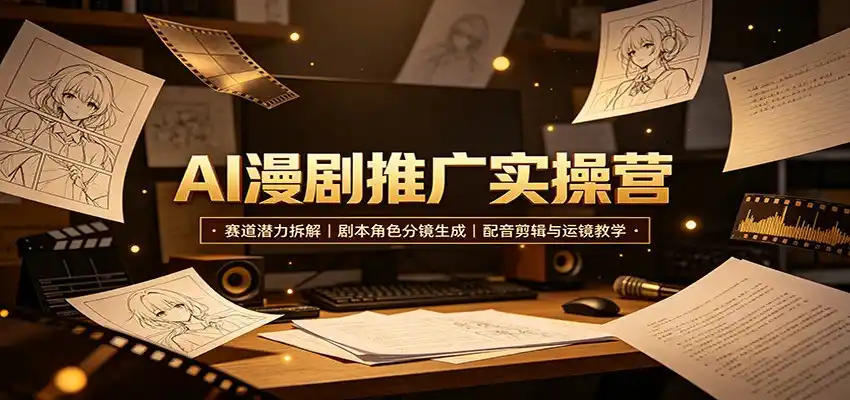 AI漫剧推广实操营：赛道潜力拆解，剧本角色分镜生成，配音剪辑与运镜教学-网创学院