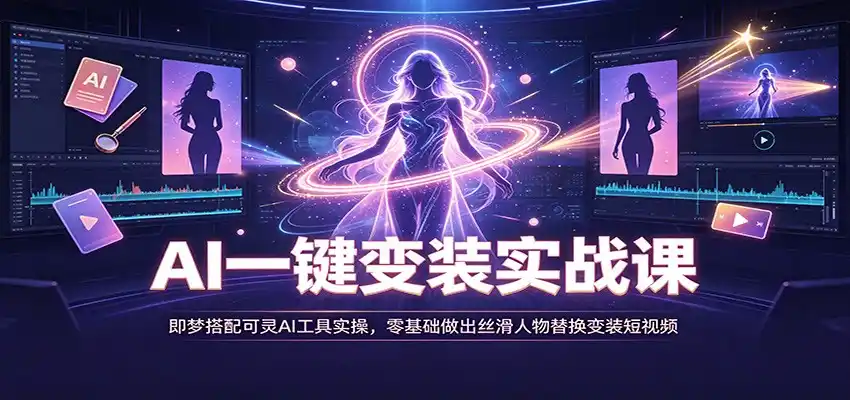 AI一键变装实战课:即梦搭配可灵AI工具实操,零基础做出丝滑人物替换变装短视频-云网创