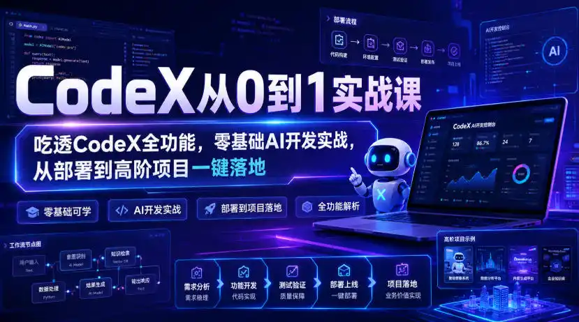 CodeX从0到1实战课,吃透CodeX全功能,零基础AI开发实战,从部署到高阶项目一键落地-云网创