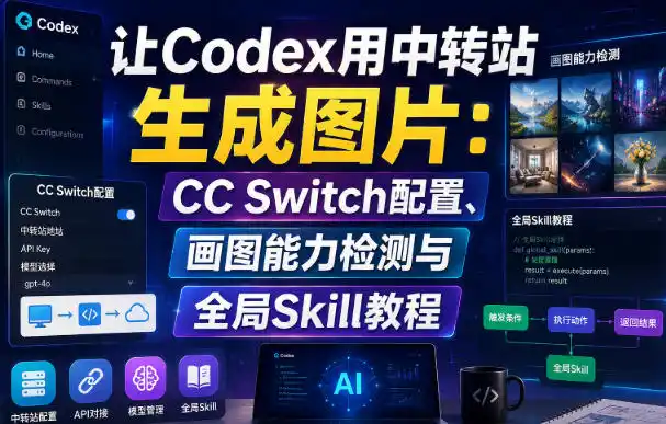 让Codex用中转站生成图片：CC Switch配置、画图能力检测与全局Skill教程-云网创