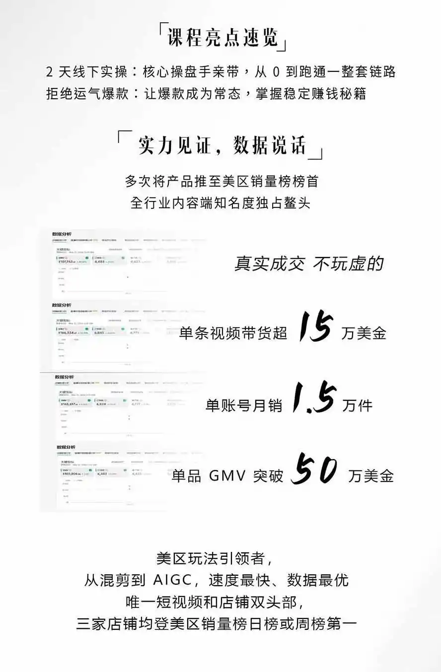 图片[2]-AIGC×TikTok美区短视频带货线下课；两天一夜完整回放，12小时高清视频收录头部操盘手全流程教学-云网创