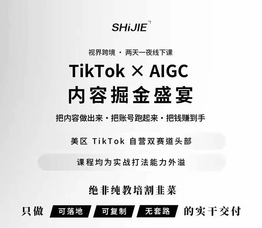 图片[1]-AIGC×TikTok美区短视频带货线下课；两天一夜完整回放，12小时高清视频收录头部操盘手全流程教学-云网创